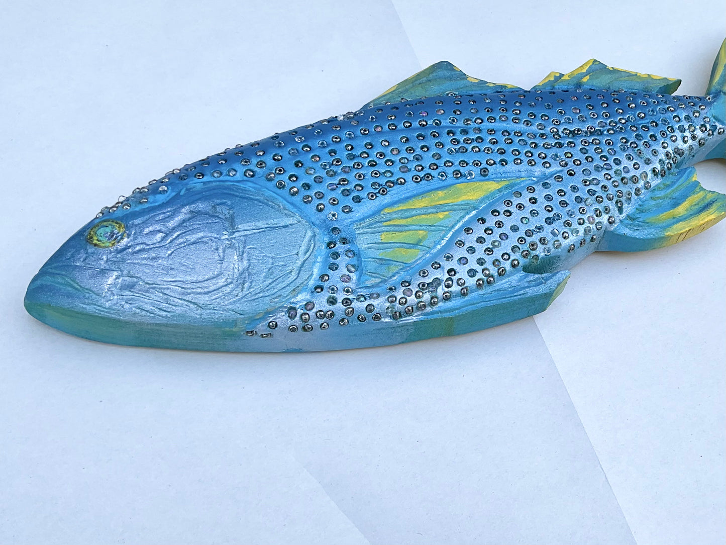 1-Sided Beaded Wooden Fish Daniel Floyd Consignment