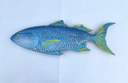 1-Sided Beaded Wooden Fish Daniel Floyd Consignment
