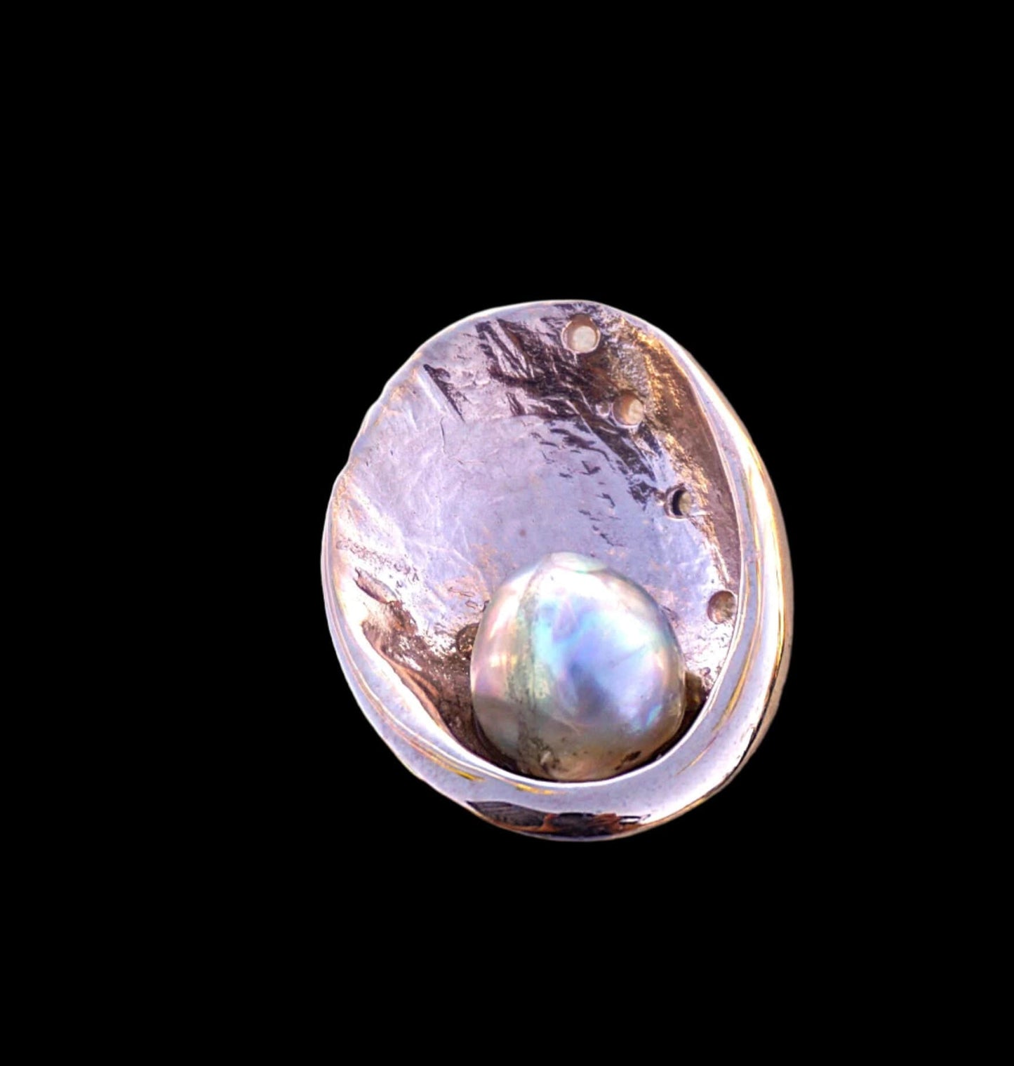14K Rose Gold Abalone Shell with Rare Green Abalone Pearl Necklace Michiko Inventory