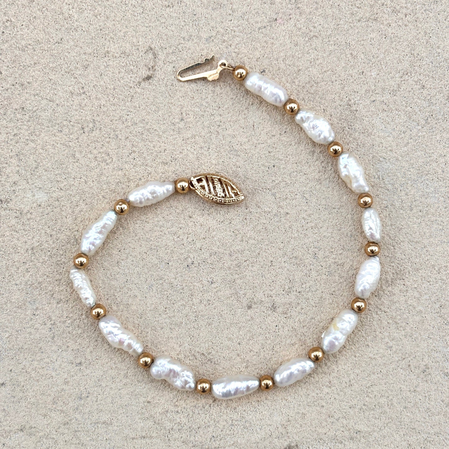 14K Yellow Gold Fresh Water Pearl Bracelet Afishinados Inventory