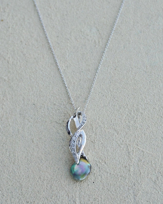 Abalone Pearl and Diamond Pendant Michiko Consignment