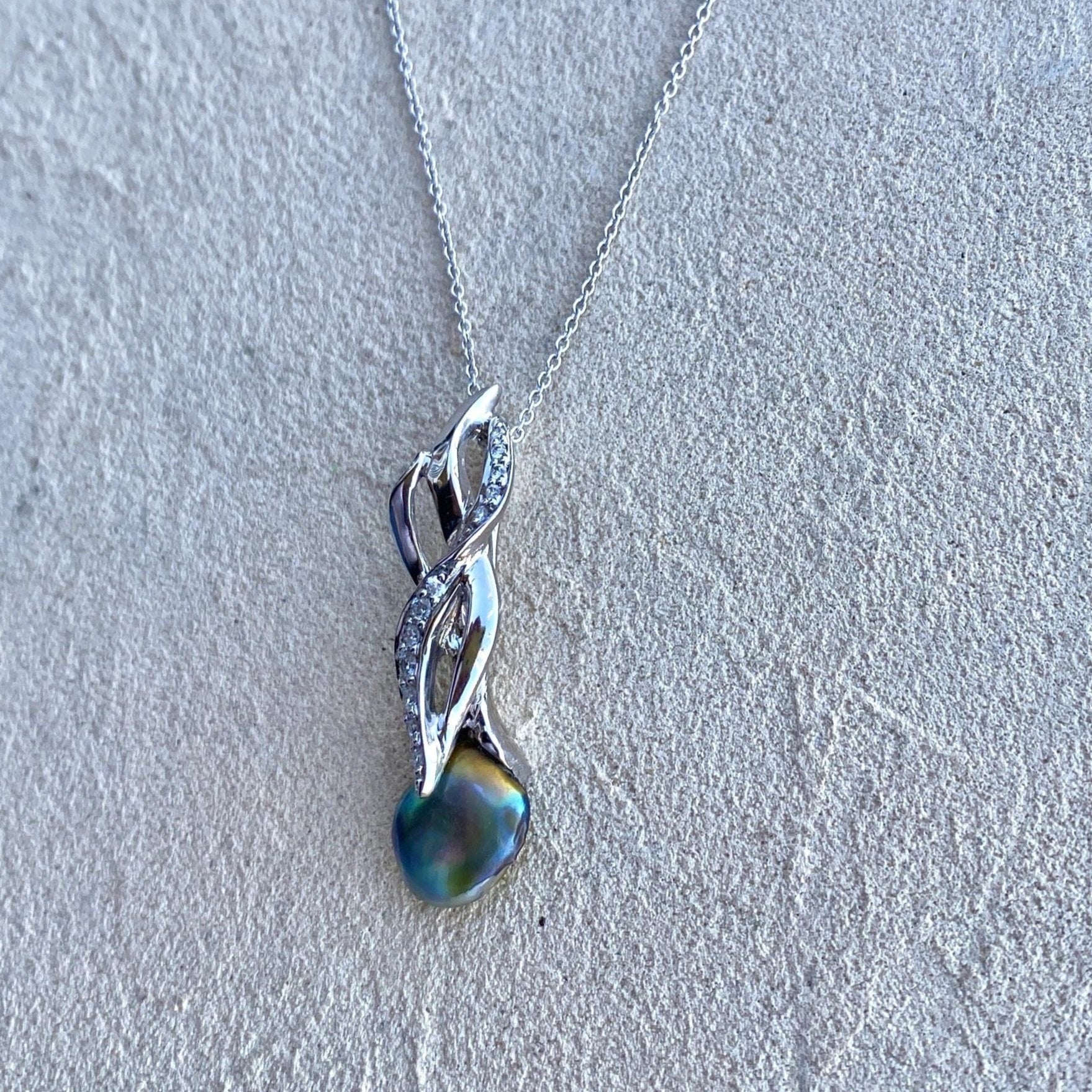 Abalone Pearl and Diamond Pendant Michiko Consignment