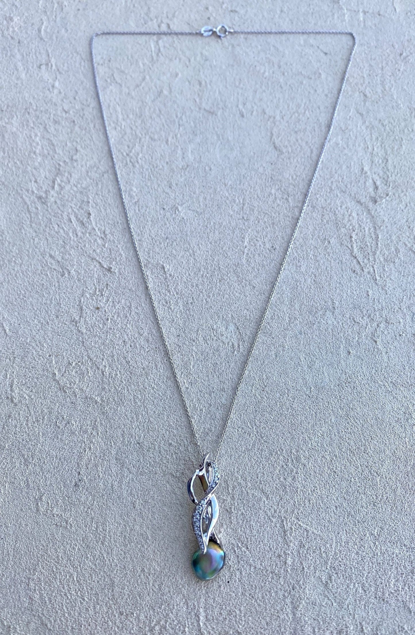 Abalone Pearl and Diamond Pendant Michiko Consignment