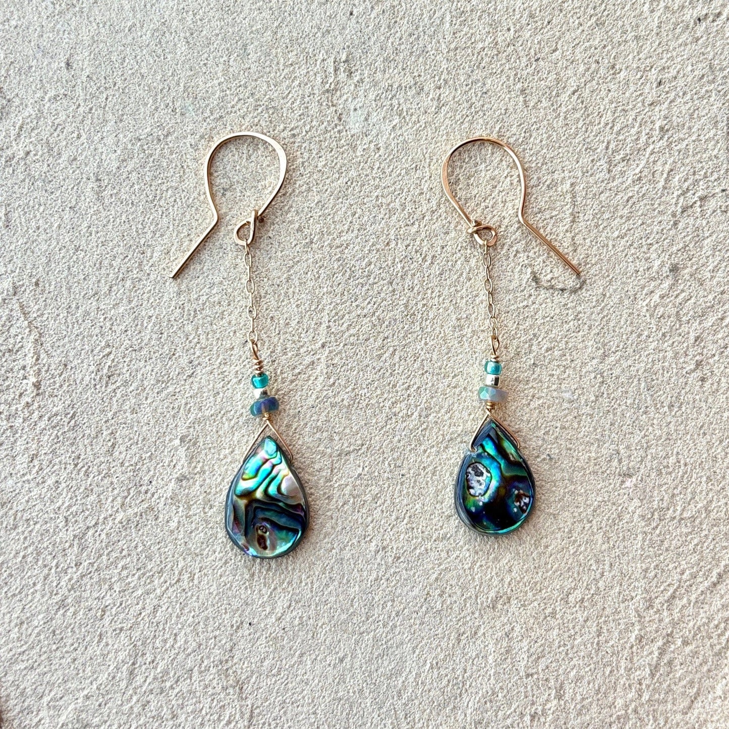 Abalone Shell with Black Opal Necklace + Earrings Elise Peters Consignment