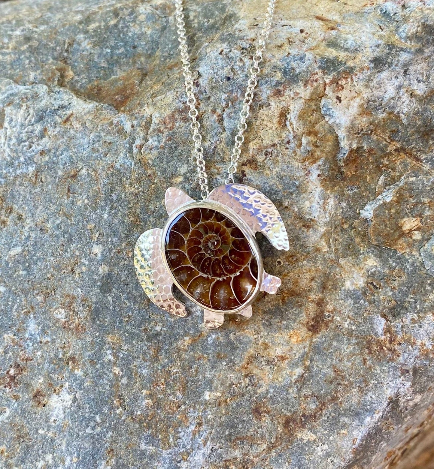 Ammonite/Mexican Opal Sea Turtle Necklaces Amy Jahn Consignment Medium Ammonite