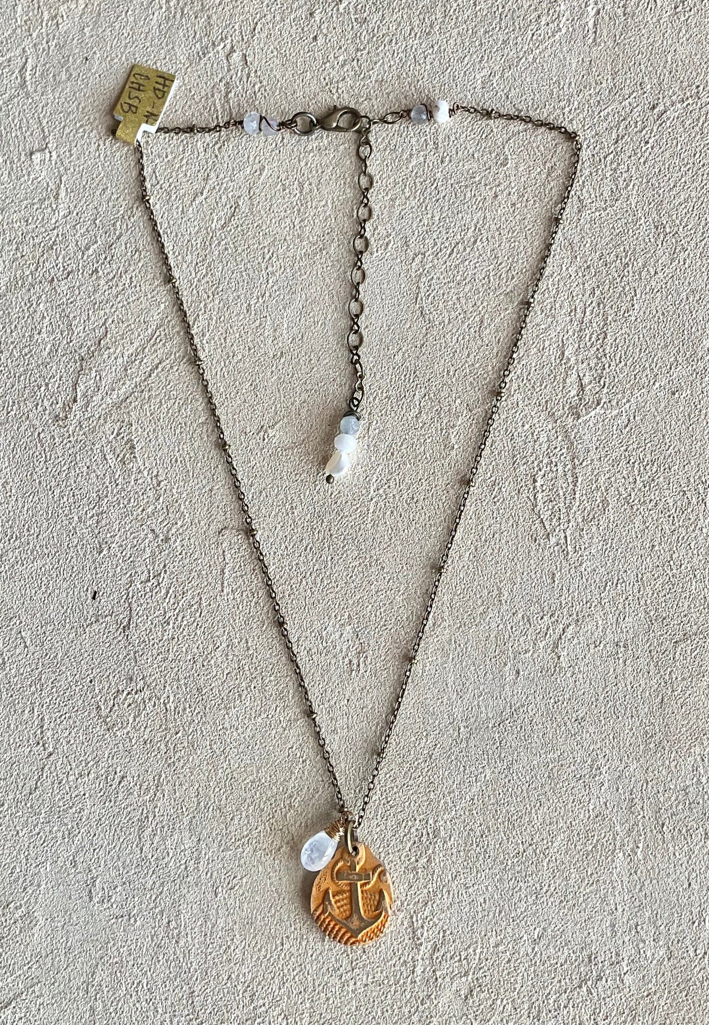 Anchor Shell Woven Necklace - Short Heidi Duran Inventory Satellite Bronze Chain 17" - 20"