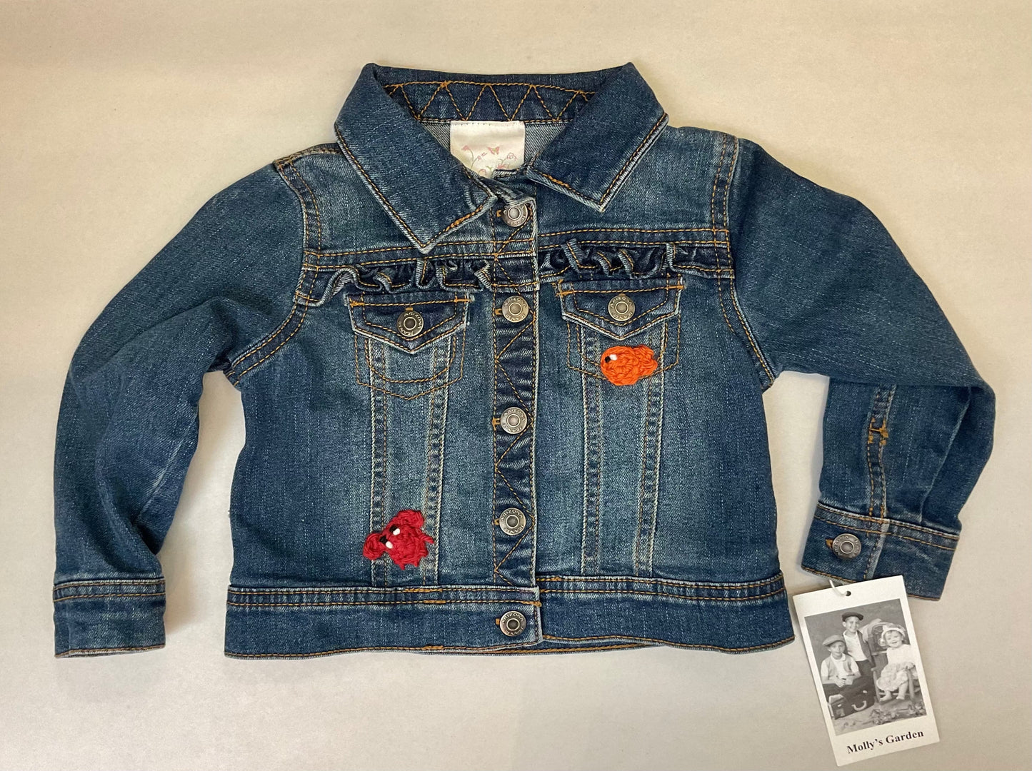 Blue Denim Toddler Jackets K Hawthorne Consignment 2T : Ruffled Breast Pockets
