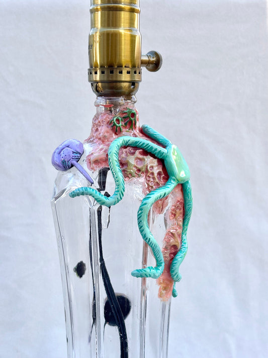 Blue Sea Star & Pink Coral Lamp by Andy Lime Andrea Forbush Consignment