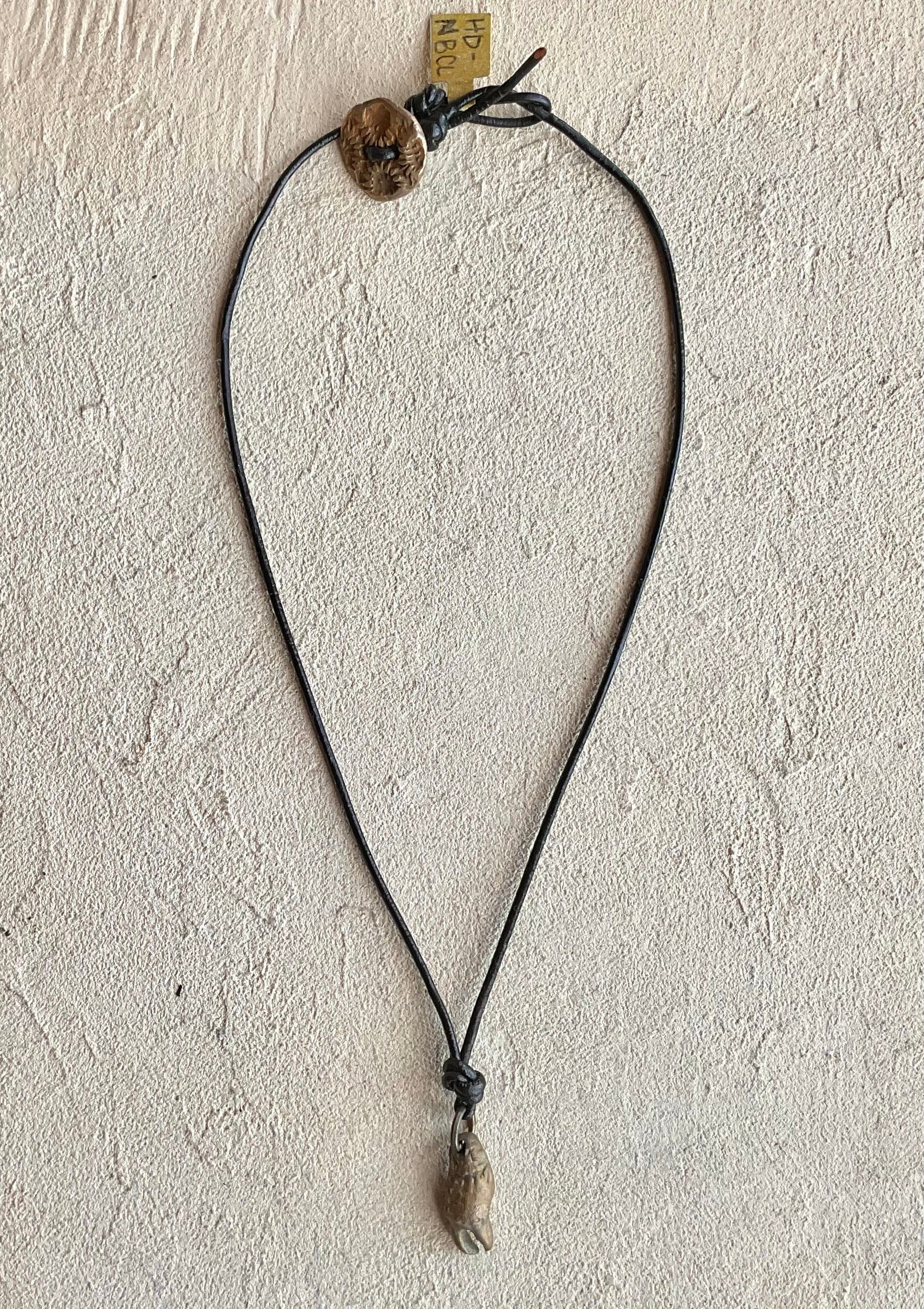 Bronze Crab Claw Pendant on Leather Heidi Duran Inventory