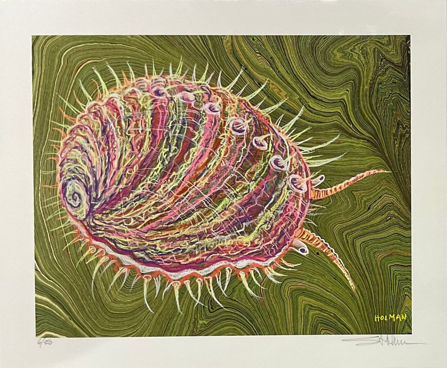 "California Abalone" Giclee Print in Purples and Greens Stephen Holman Consignment
