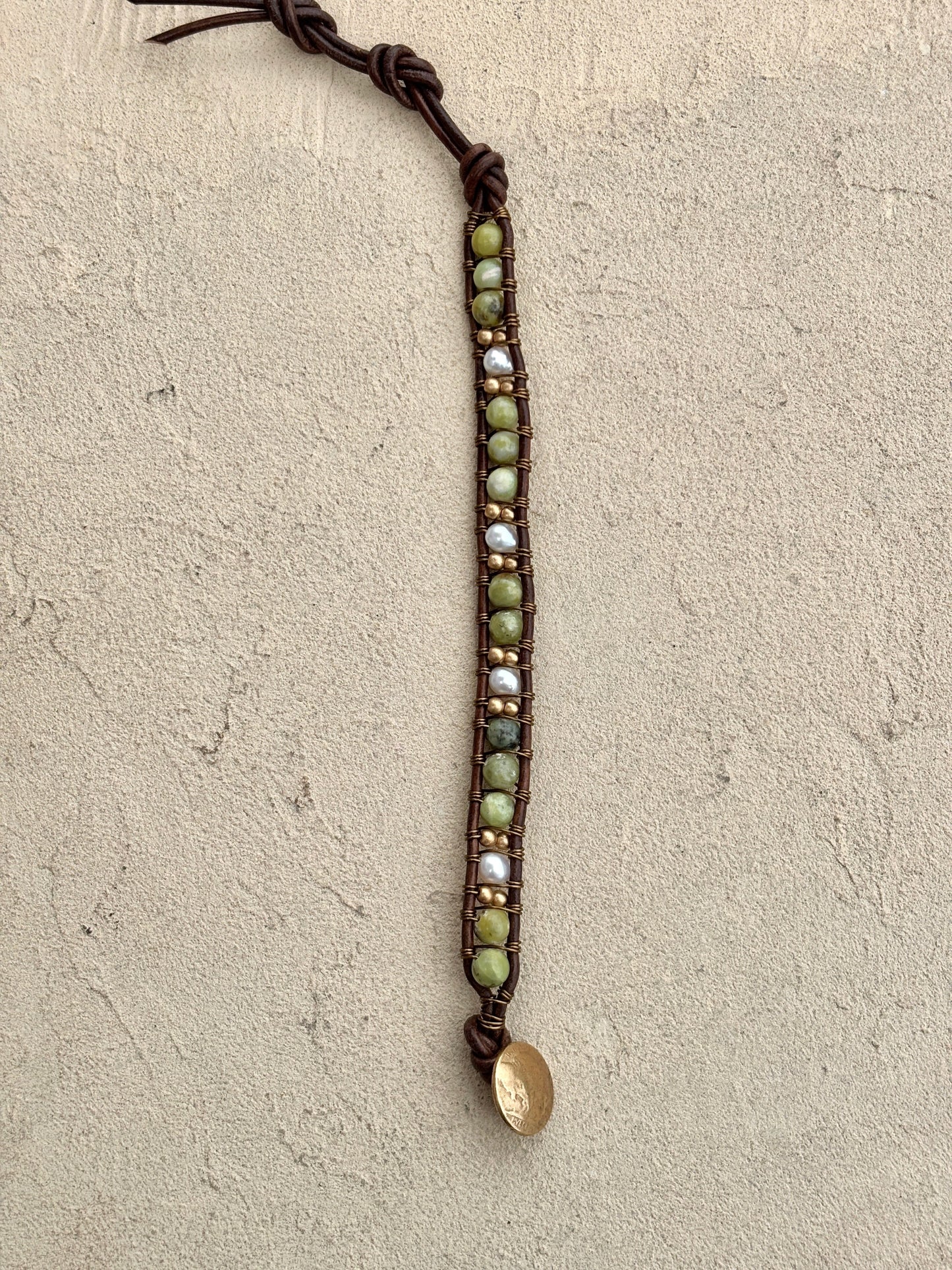 "California Kelp" Bracelet Collection Heidi Duran Inventory Round Peridot and Pearls