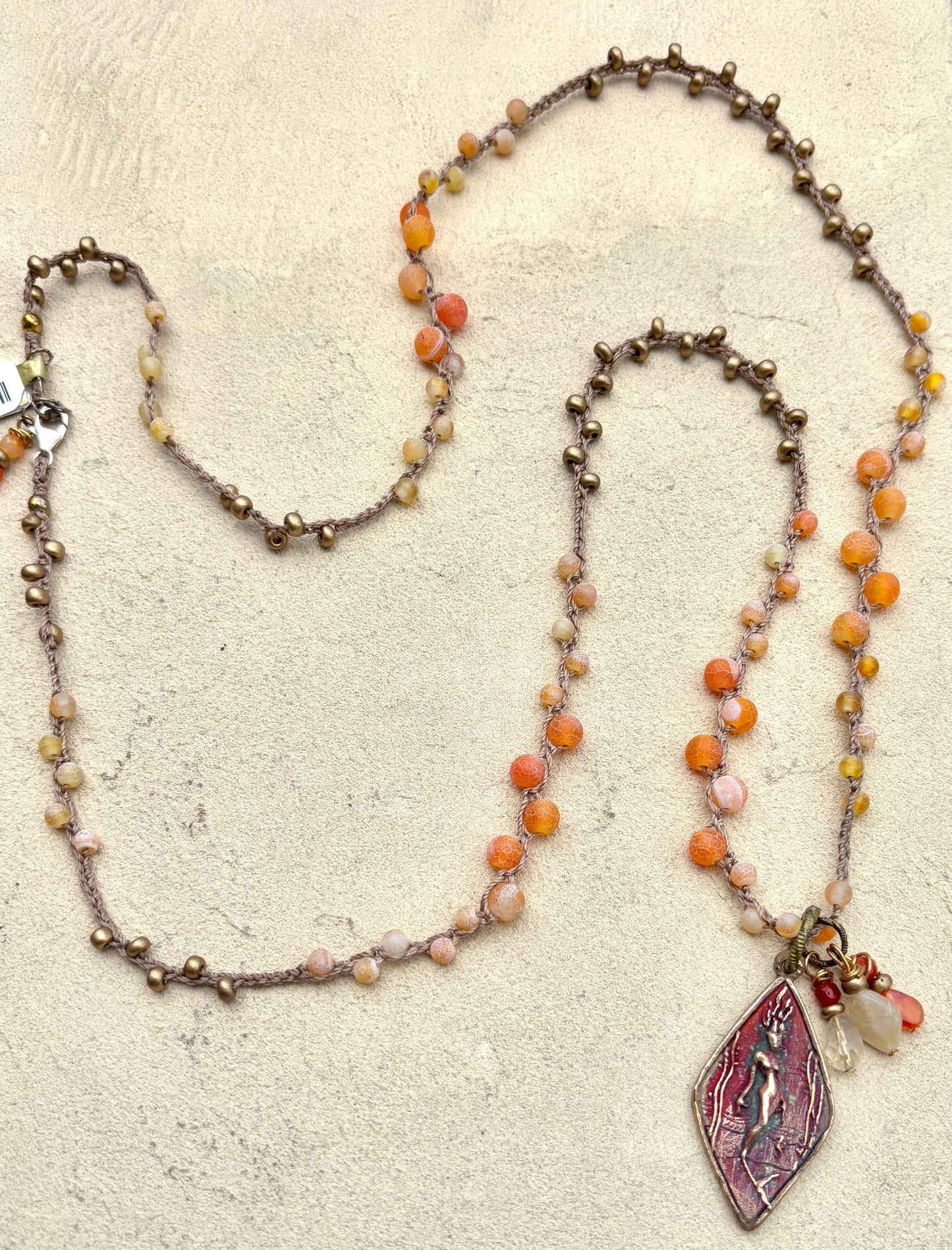 Casino Mermaid Necklace with Semi-Precious Stones Heidi Duran Inventory Fire Agate
