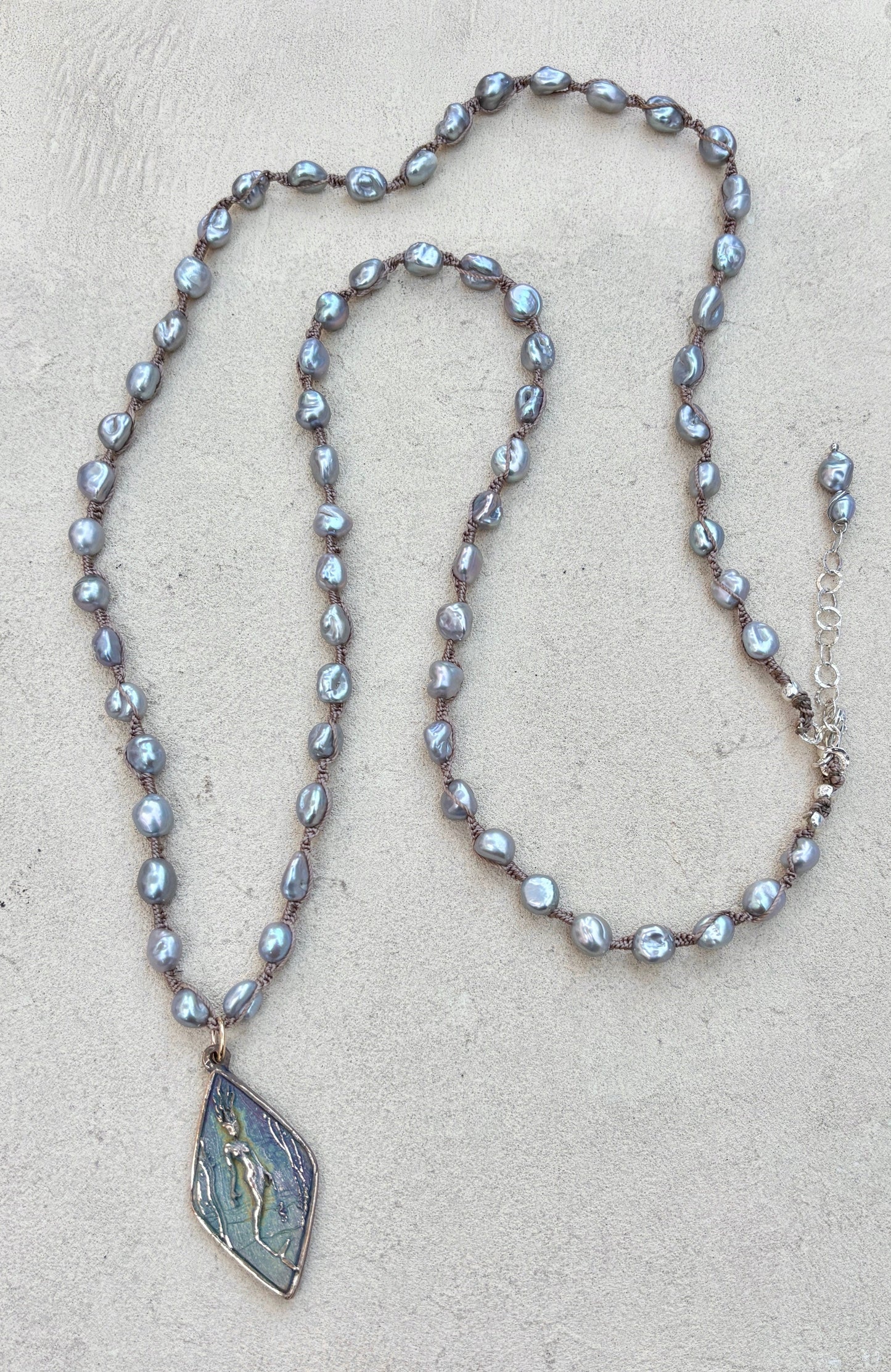Casino Mermaid Necklace with Semi-Precious Stones Heidi Duran Inventory Medium/Large Gray Pearls