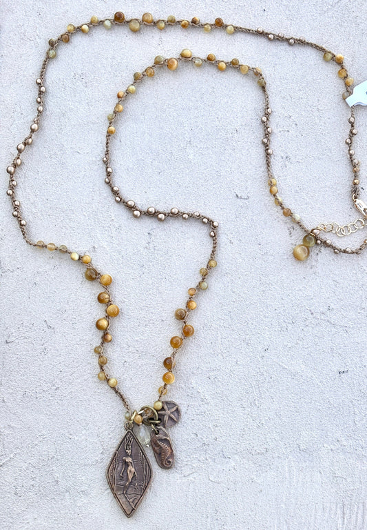 Casino Mermaid Necklace with Semi-Precious Stones Heidi Duran Inventory Yellow Tigerseye