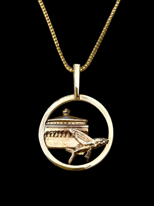 Catalina Casino and Flying Fish Pendant Michiko Inventory 14K Solid Gold