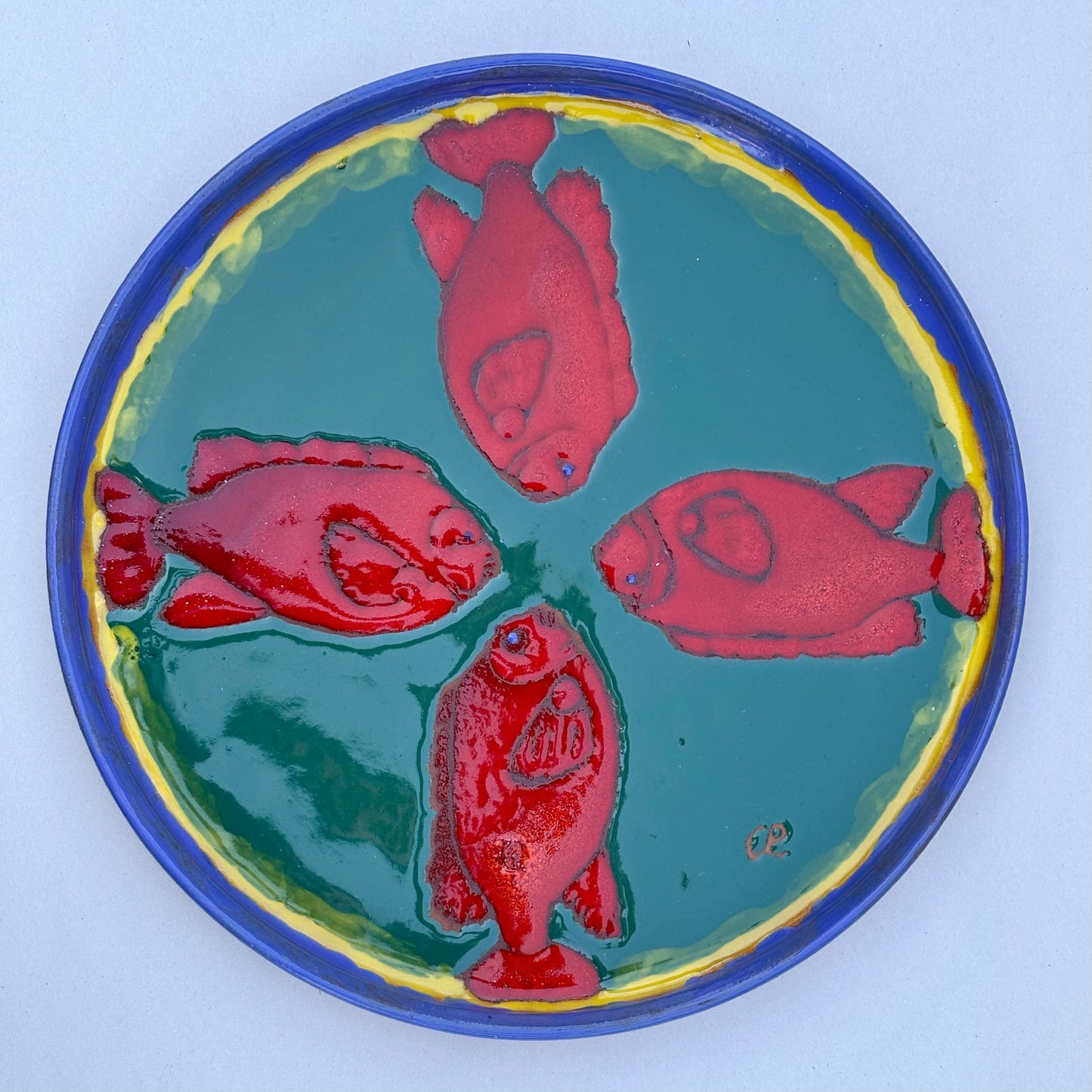 Catalina Island Fish Round Plate - 11.5" Chris R Inventory Garibaldis
