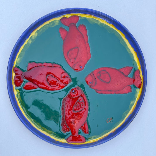 Catalina Island Fish Round Plate - 11.5" Chris R Inventory Garibaldis