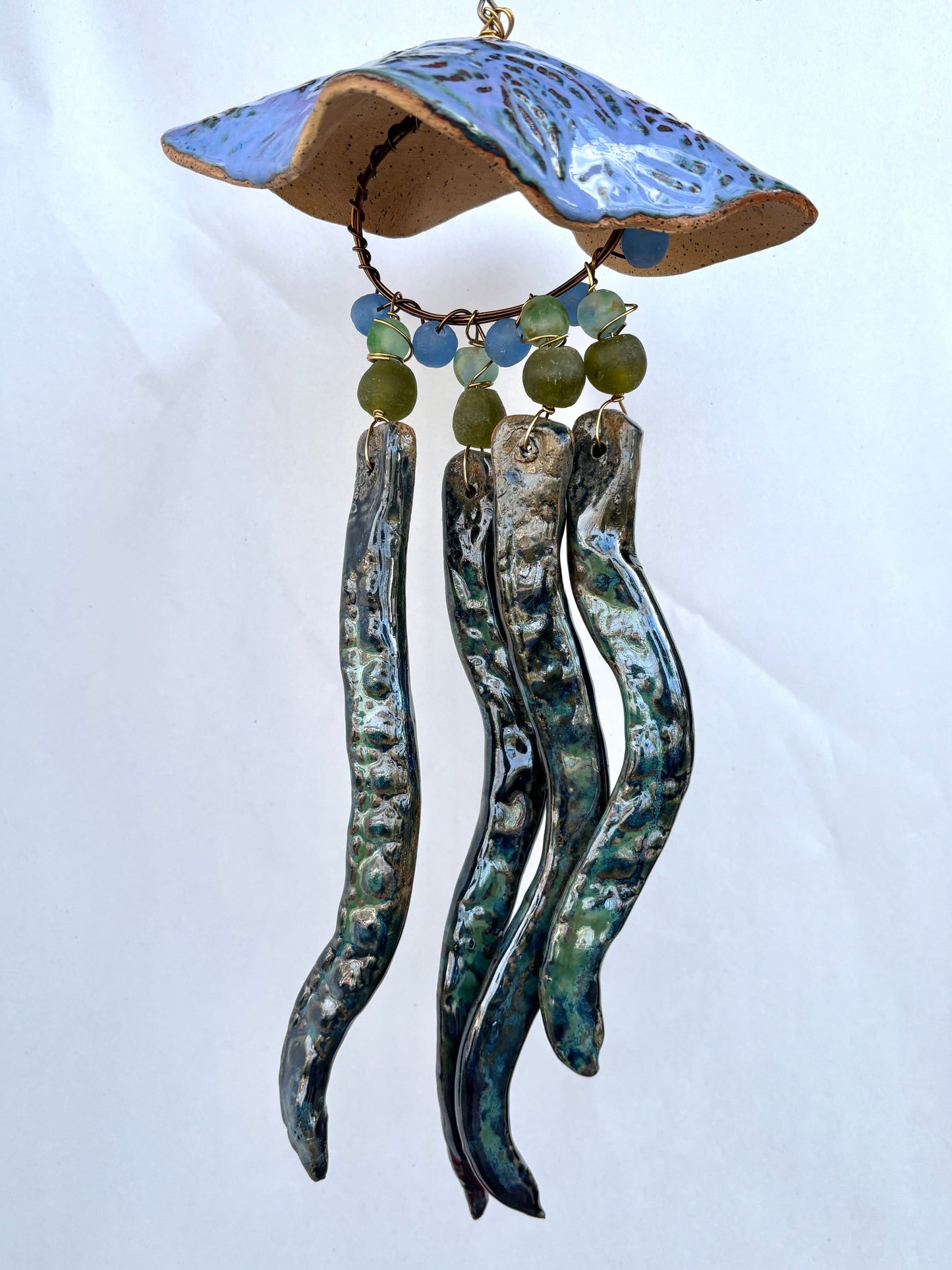 Ceramic Jellyfish Heidi Duran Consignment Large: Lavender and Blue-Green (7" x 15")