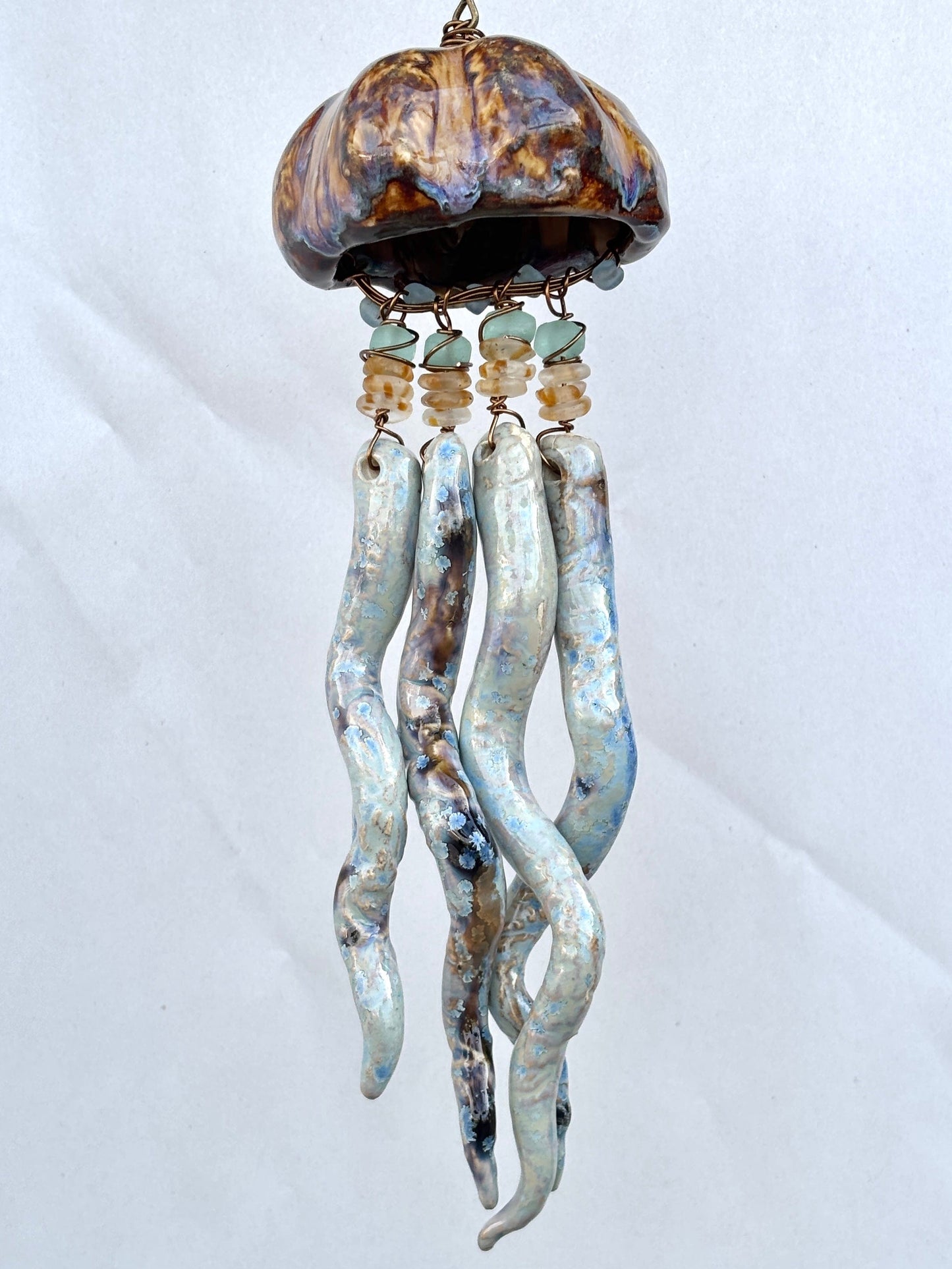 Ceramic Jellyfish Heidi Duran Consignment Small : Crystal Blue and Raw Umber