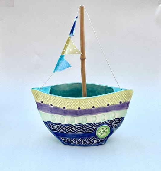 Ceramic Sailboat - Large B Sessions Inventory Cool-Tone