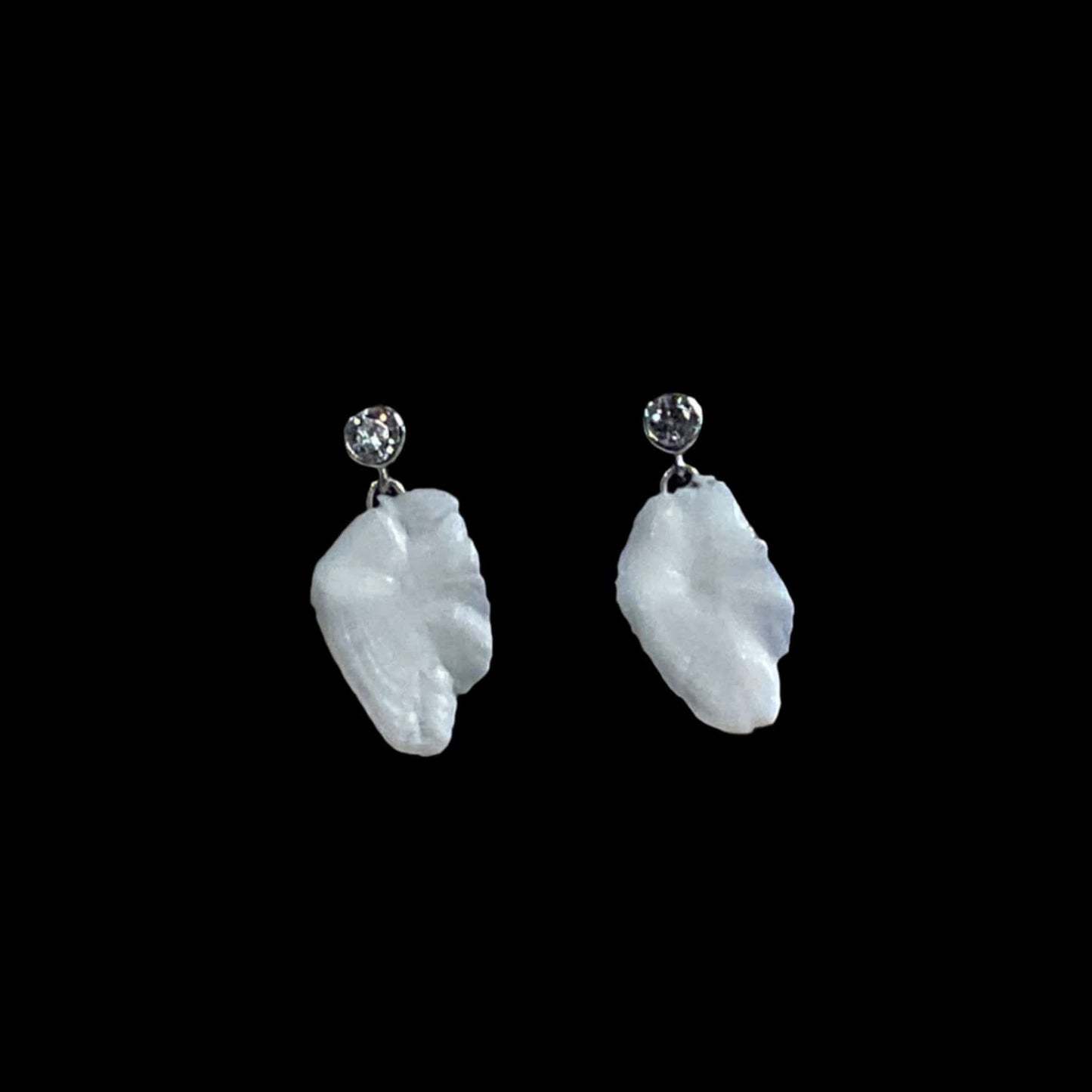Crystal Post with Halibut Otolith Earrings Magdalena Consignment Round CZ (sterling)