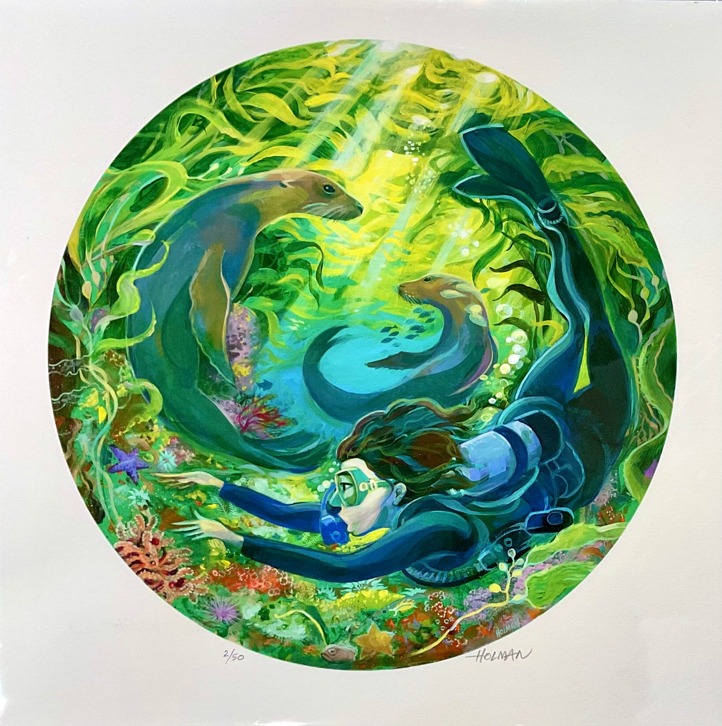 "Diving with Sealions" Limited Edition Print Stephen Holman Consignment