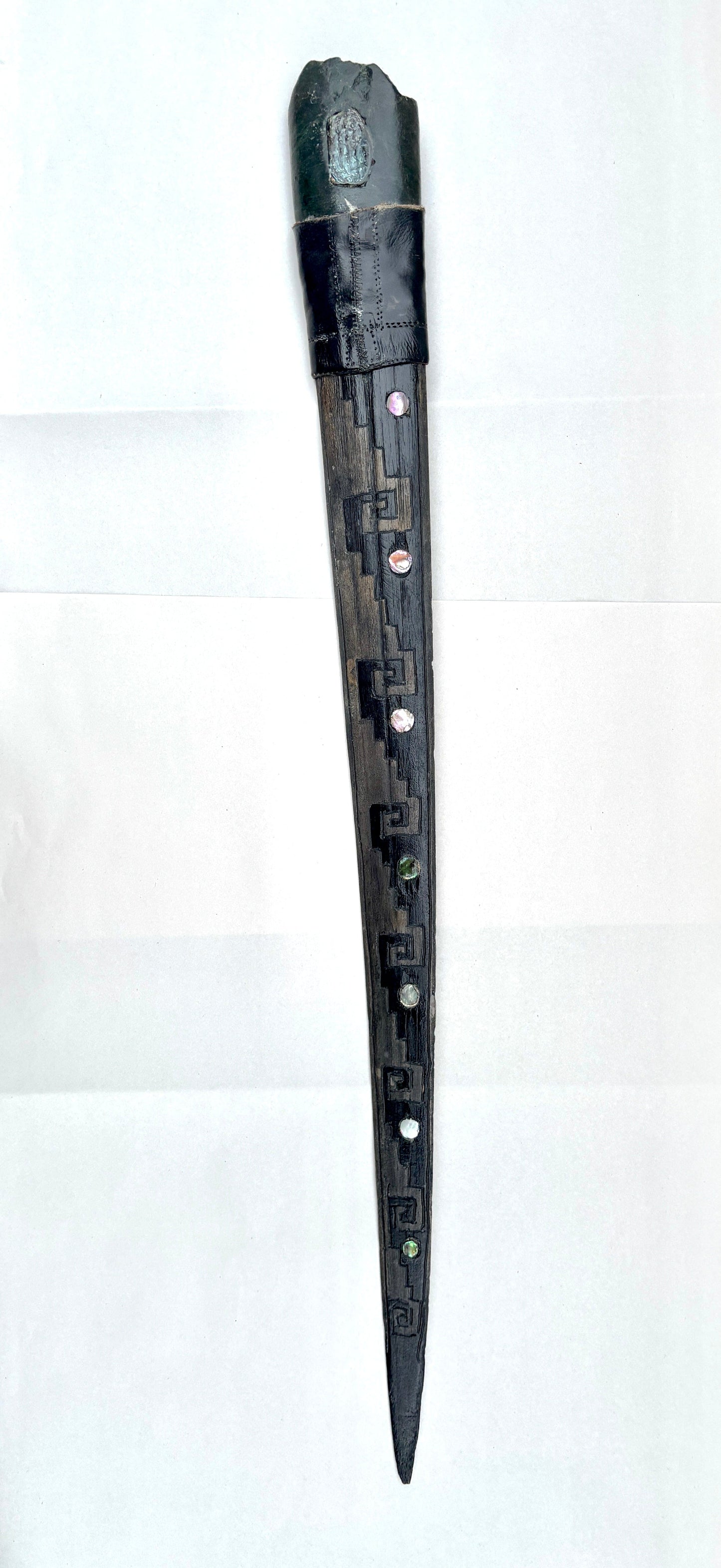 Etched Swordfish Bills BUCK LOPEZ Consignment 33" - Aztec Etching with Abalone inlay