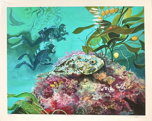 Father and Son diving in Catalina Print Stephen Holman Consignment 16" x 20"