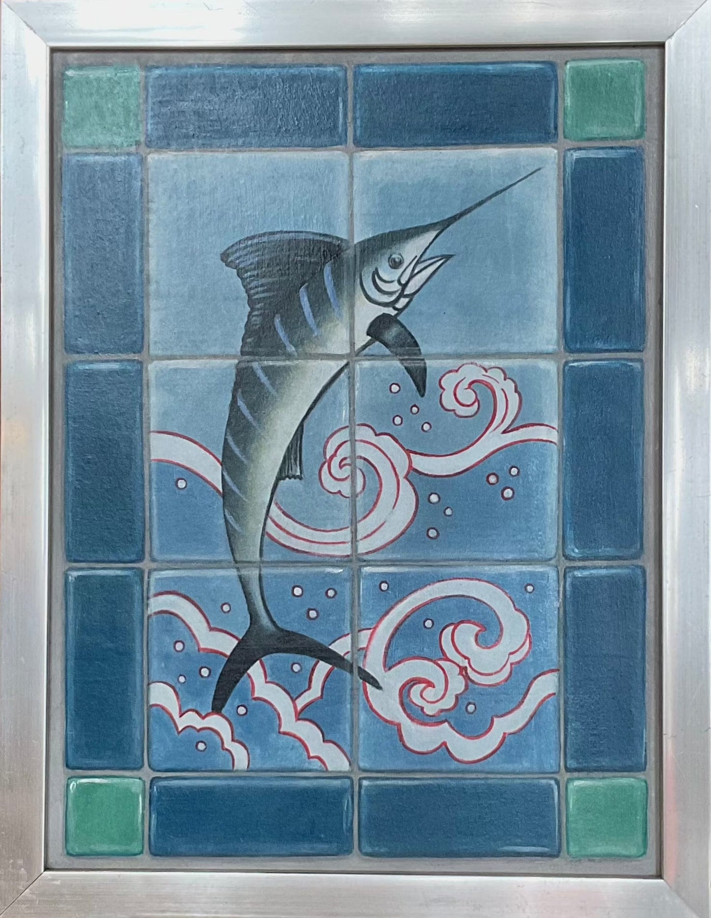 Flying Fish/Marlin Painting - Framed Marion Dies Consignment Striped Marlin
