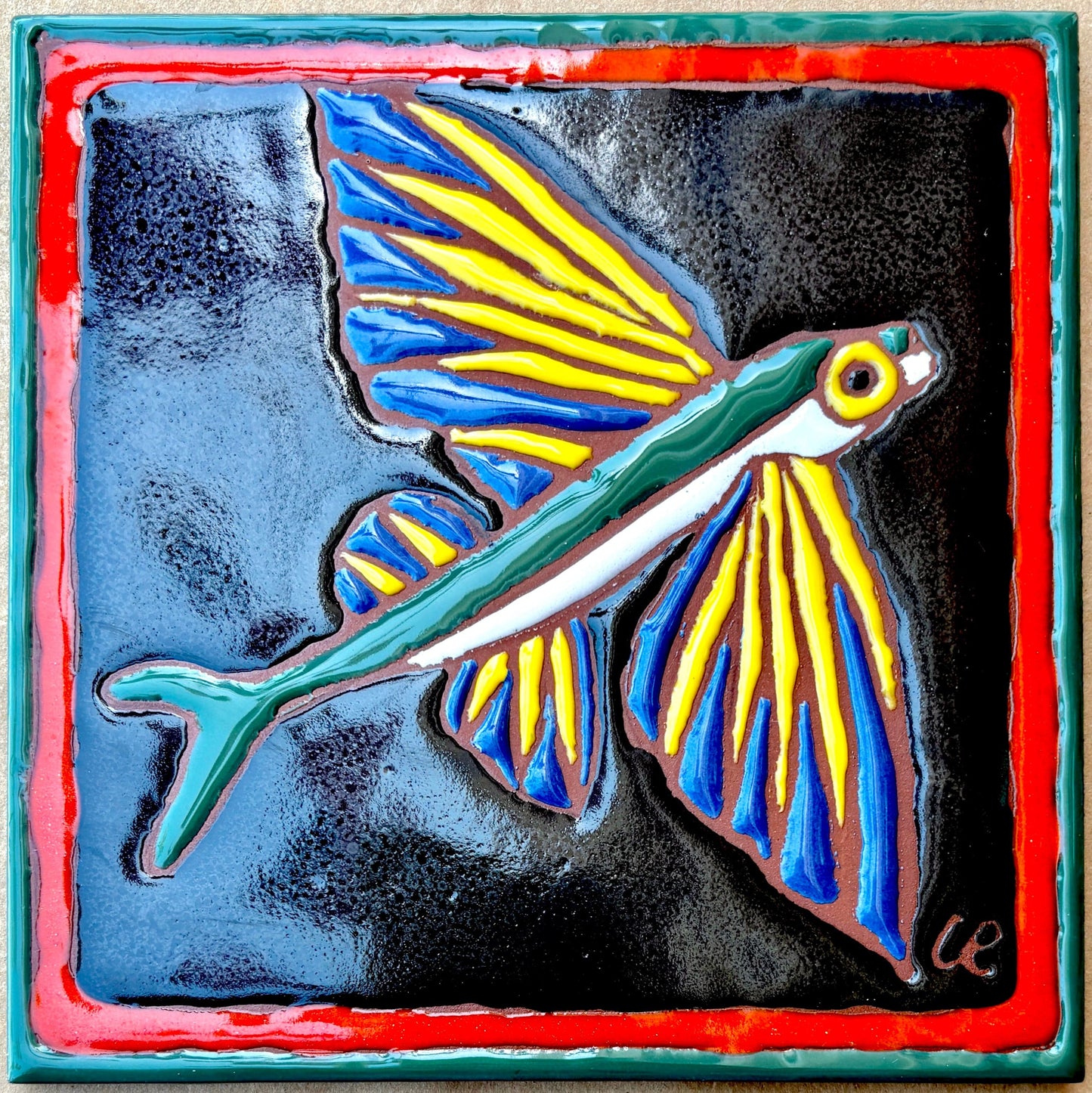 "Flying Fish" Tile 6" x 6" Chris R Inventory