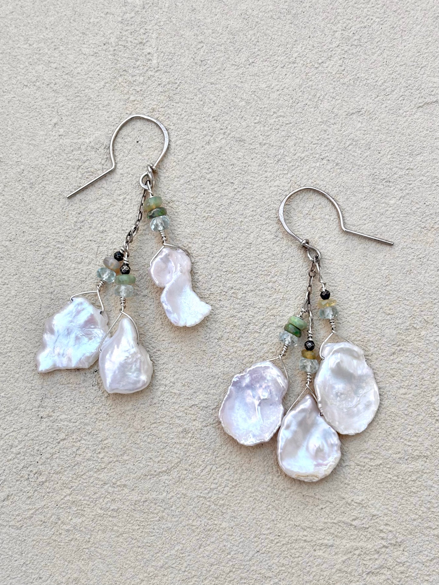 Fresh Water Pearls and Opal 14K GF Earrings Elise Peters Inventory