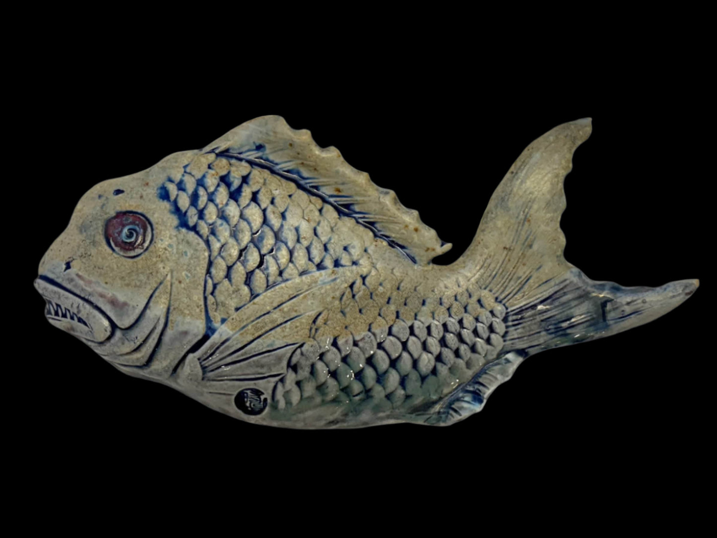 "Growling Fish" Wall Sculpture Juls Inventory LARGE: Cobalt Blue