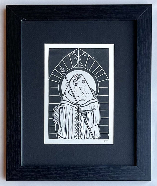 "Halibut with Spear" Block Print J Welsh Consignment