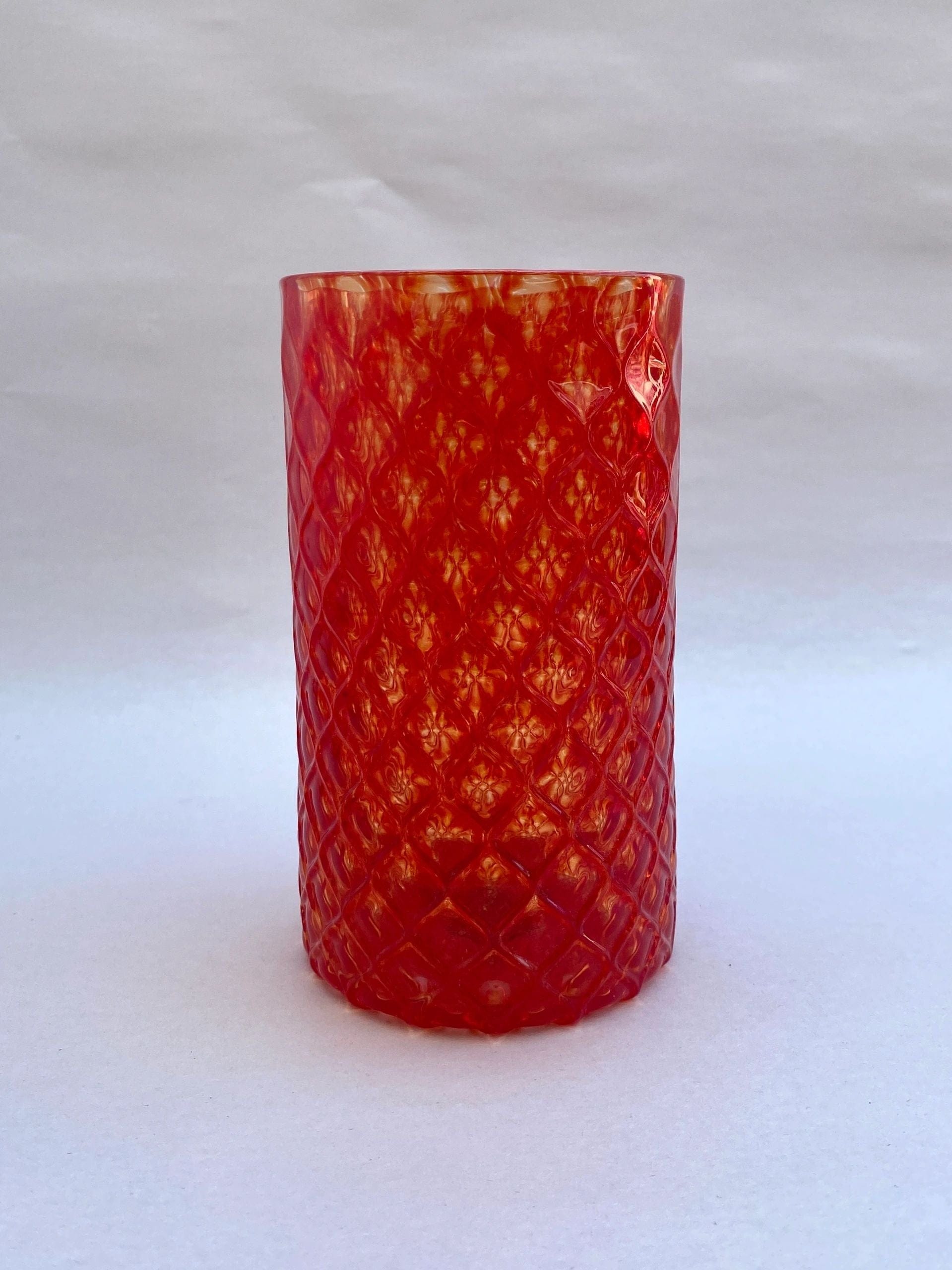 Hand Blown Fish Scale Glasses BGL (2 B Glass) Consignment CANDY APPLE RED