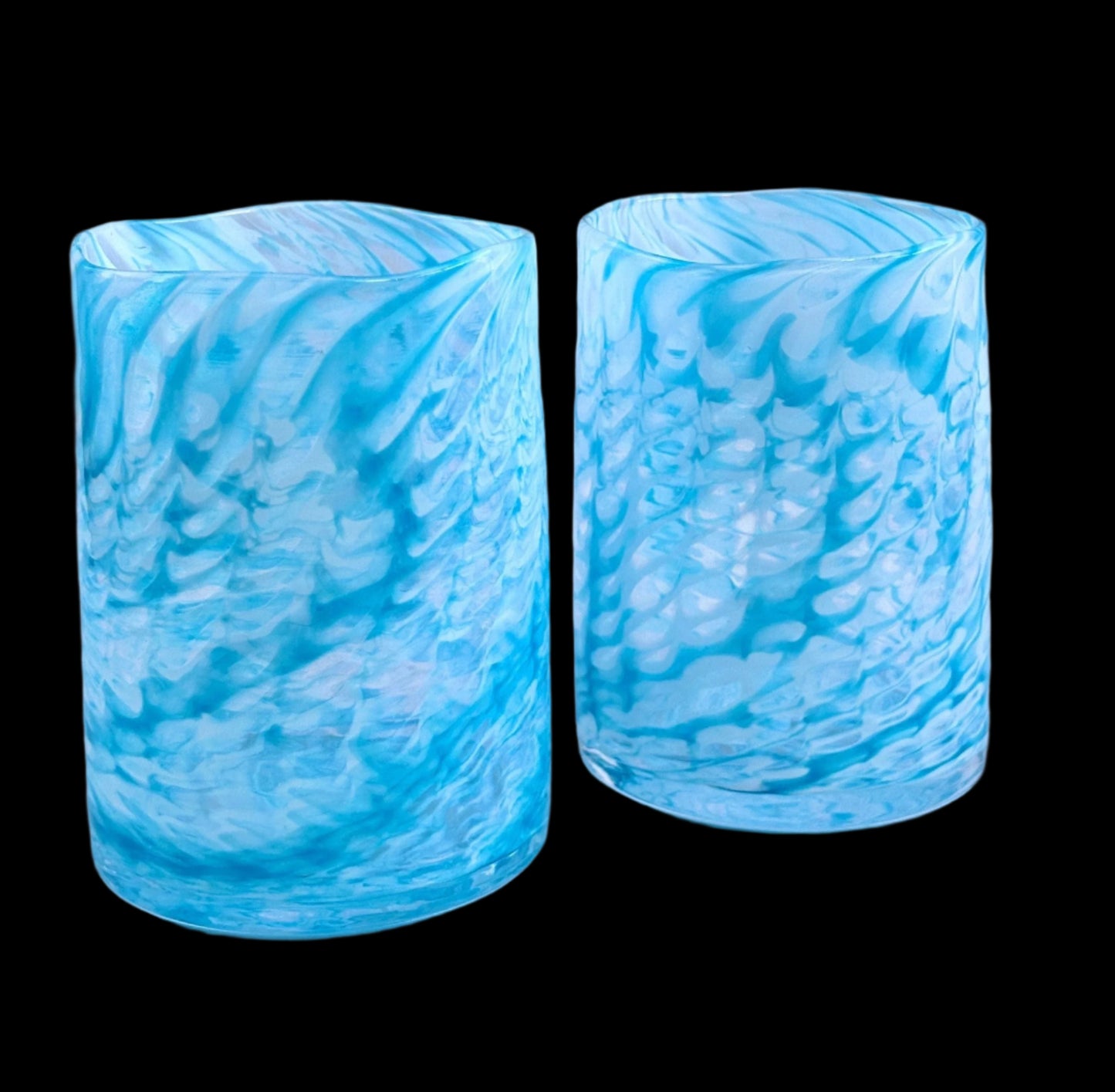 Hand Blown Glass Tumblers - Tall and Short Cody Nicely Inventory Blue - Short 4.5" x 3"
