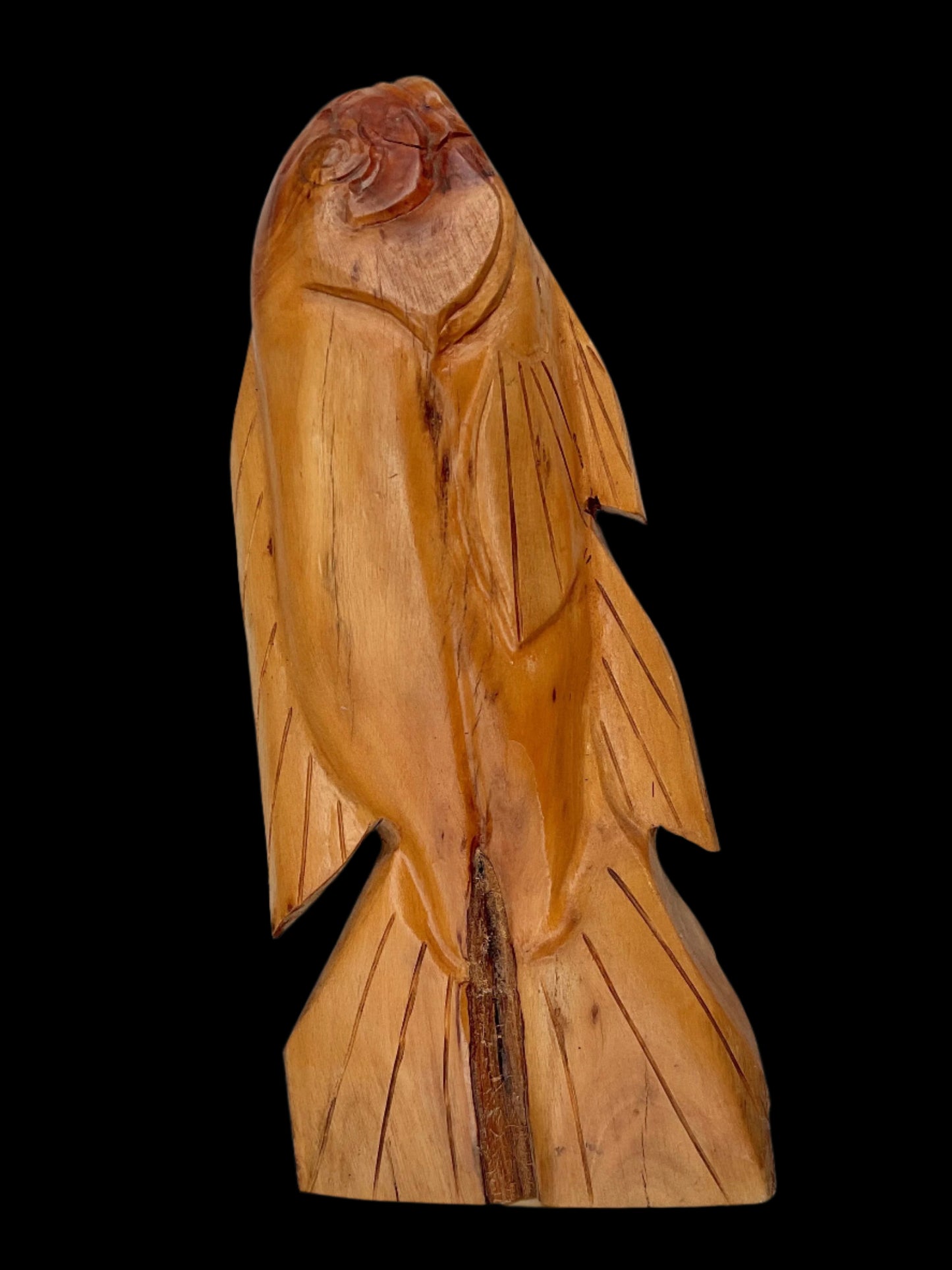 Hand Carved Wooden 3-Dimensional Fish Daniel Floyd Consignment Eucalyptus Totem (natural) : 12" 5" x 3"