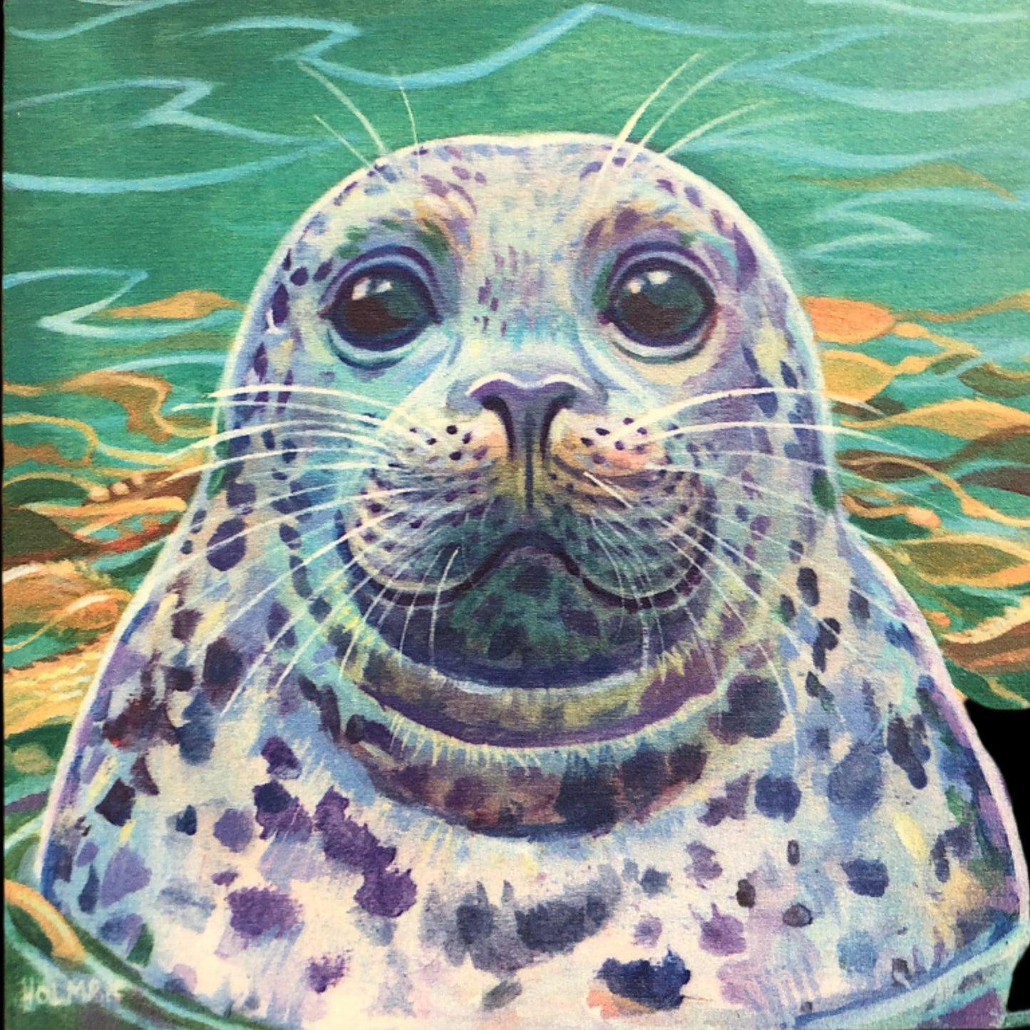 Harbor Seal Print on Wood Stephen Holman Consignment