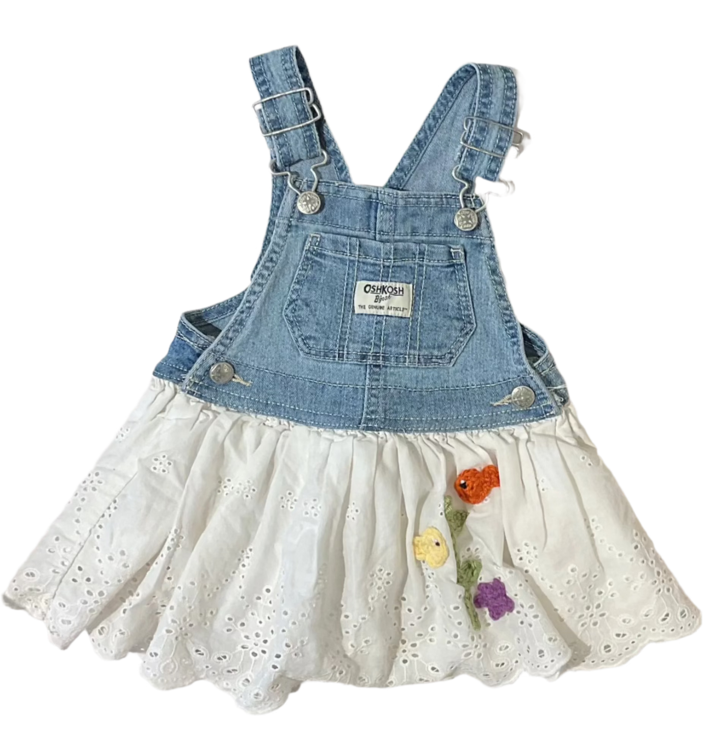 Infant/Toddler Eyelet Denim Overall Dresses K Hawthorne Consignment 12mo.