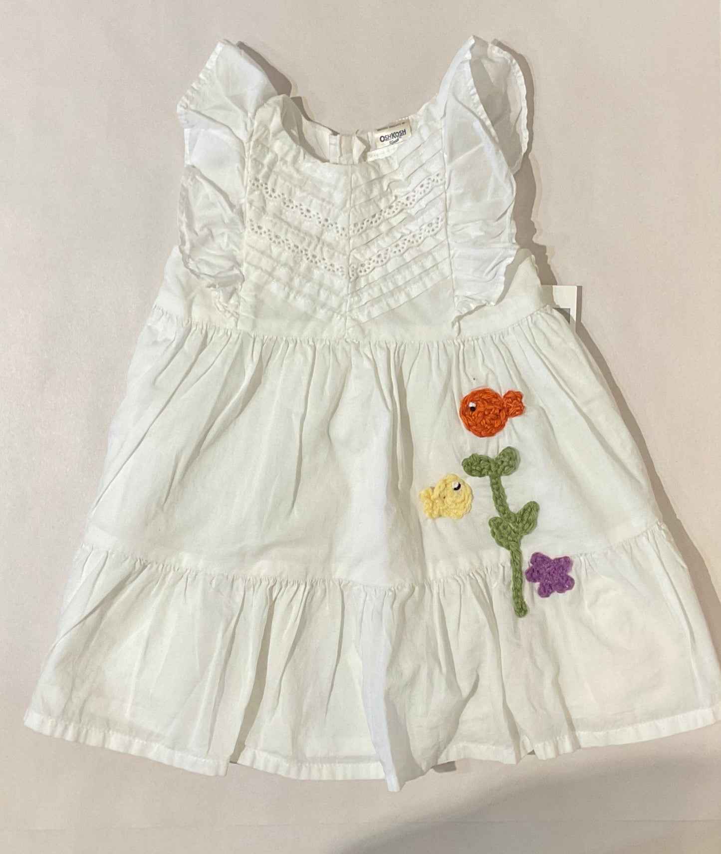 Infant/Toddler Eyelet White Dress K Hawthorne Consignment 12mo. ruffle sleeveless