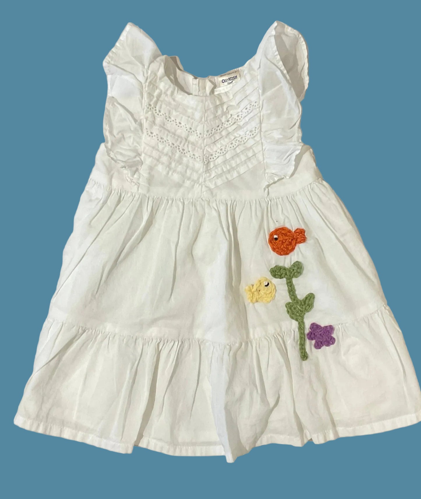 Infant/Toddler Eyelet White Dress K Hawthorne Consignment 12mo. ruffle sleeveless