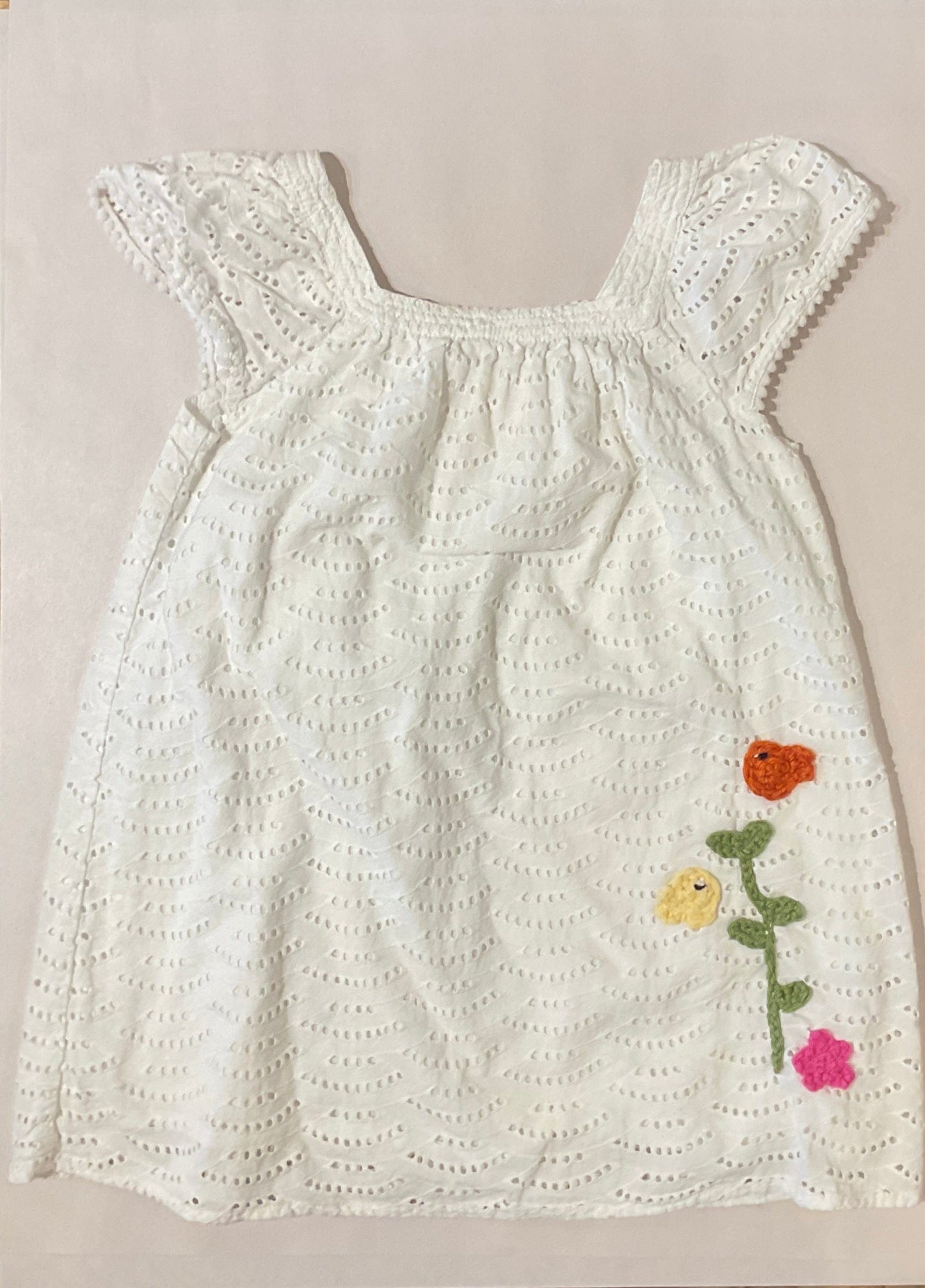 Infant/Toddler Eyelet White Dress K Hawthorne Consignment 4T cap sleeve