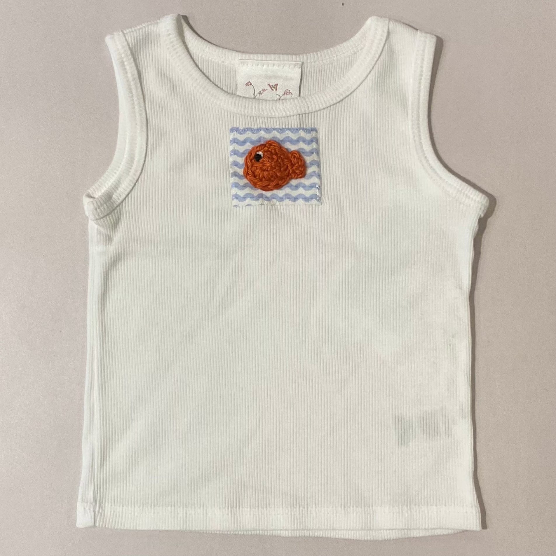Infant/Toddler Garibaldi White Ribbed Tank Top K Hawthorne Consignment 18 mo. (with patch work)