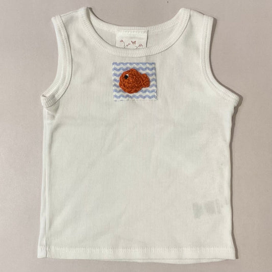 Infant/Toddler Garibaldi White Ribbed Tank Top K Hawthorne Consignment 18 mo. (with patch work)