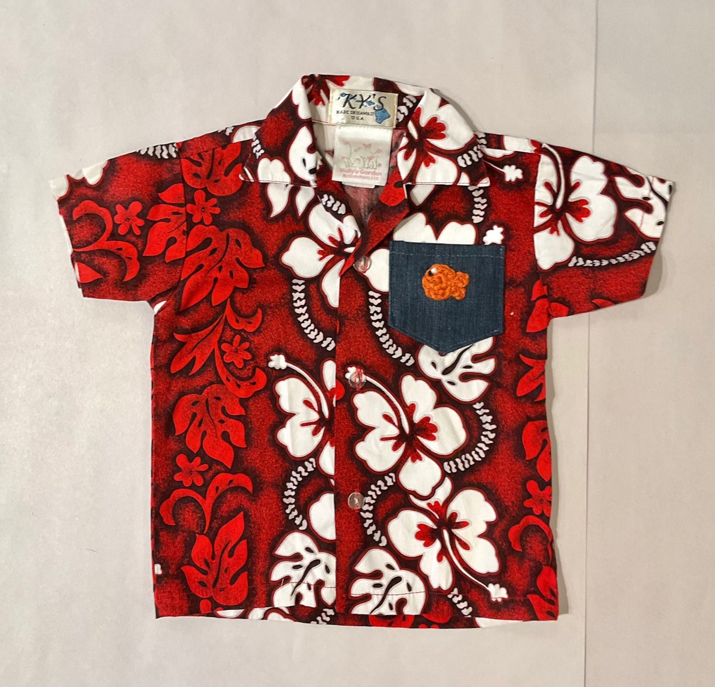 Infant/Toddler Hawaiian Shirt with Crocheted Garibaldi K Hawthorne Consignment 2T Red