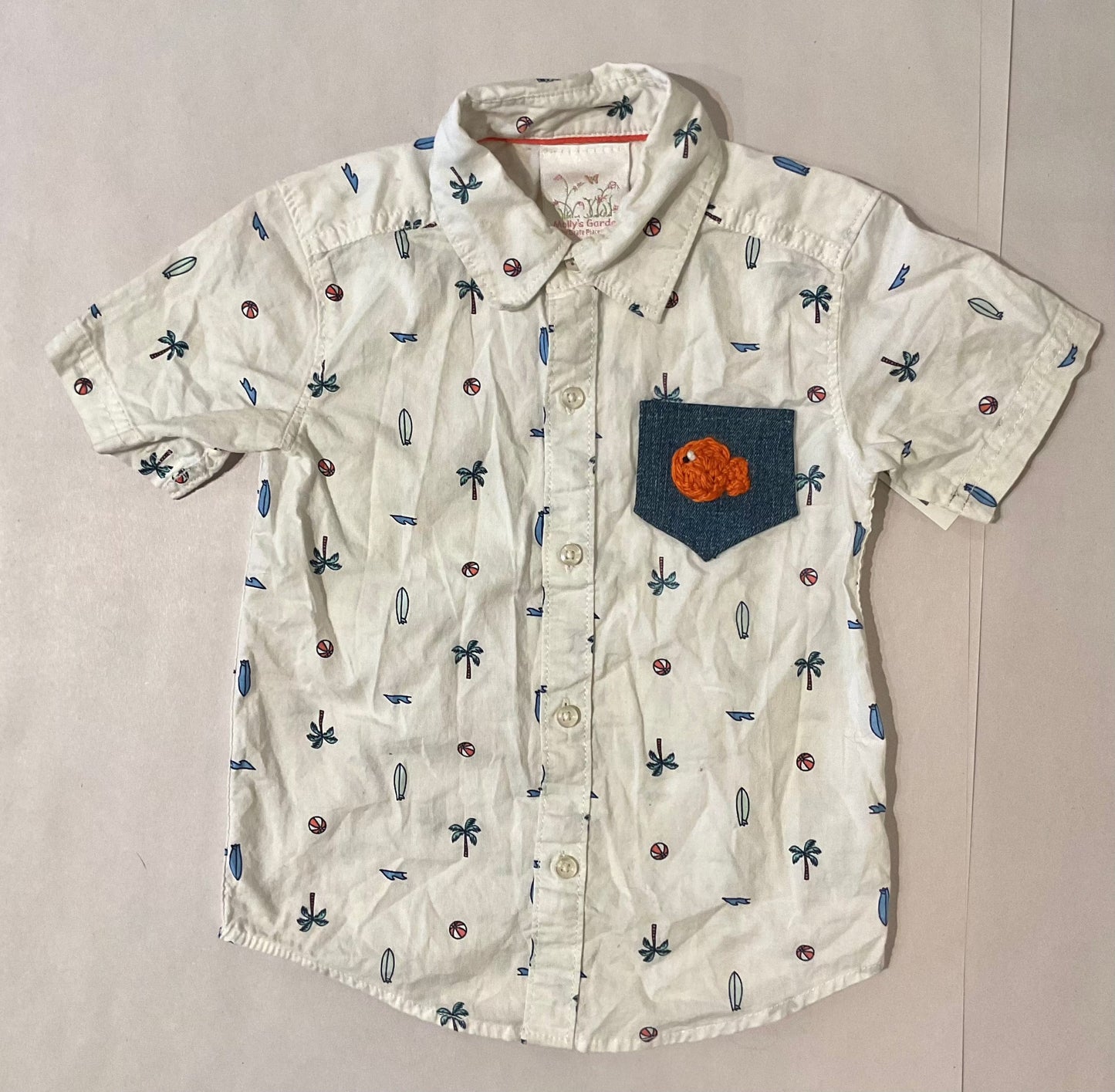 Infant/Toddler Hawaiian Shirt with Crocheted Garibaldi K Hawthorne Consignment 2T White