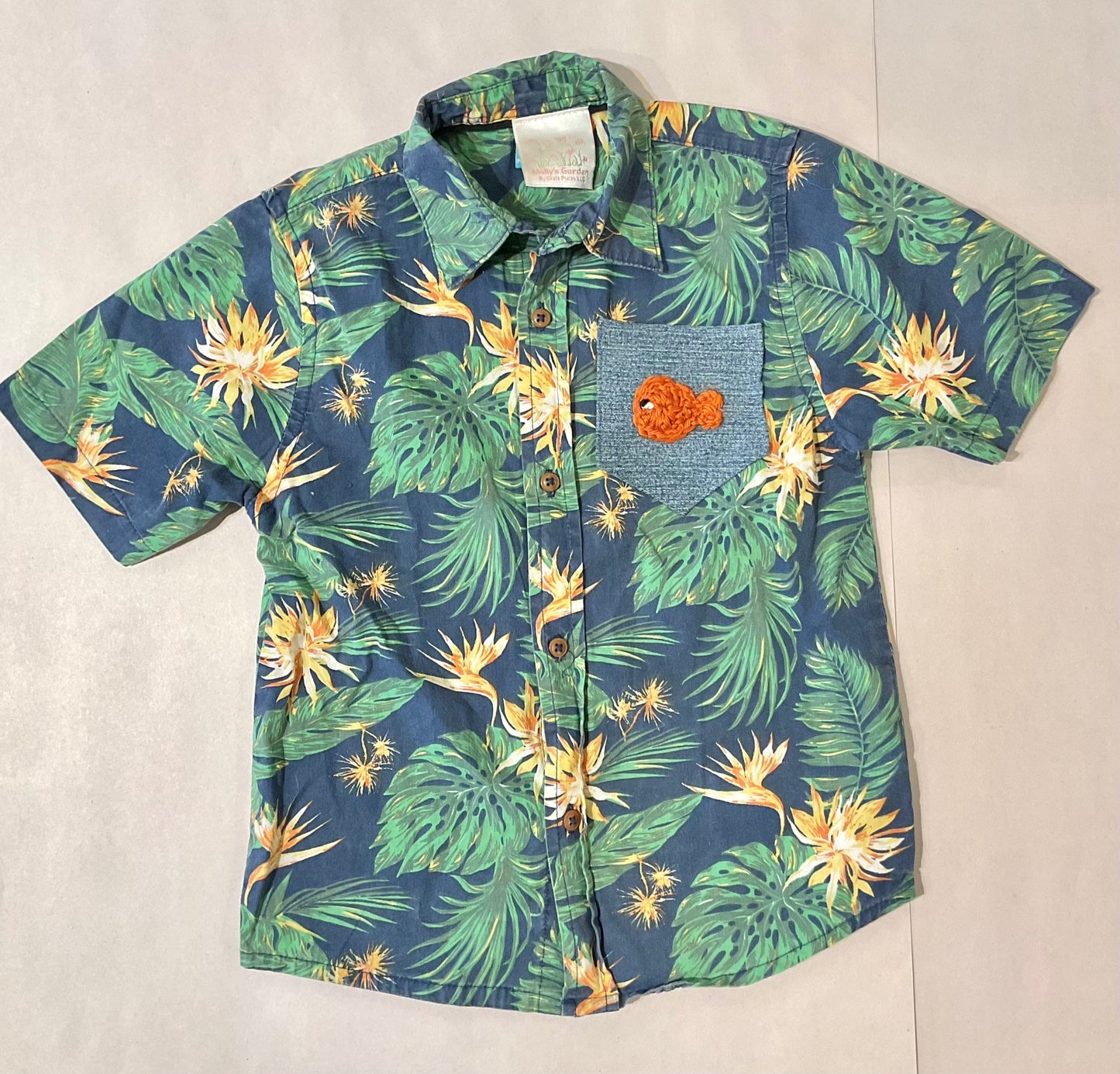 Infant/Toddler Hawaiian Shirt with Crocheted Garibaldi K Hawthorne Consignment 4T Green