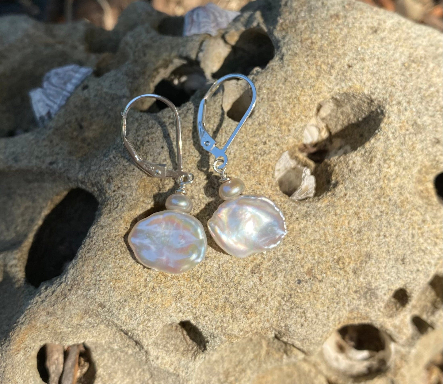 Keshi Nugget Pearl with Semi-precious Stone Earrings - Sterling Amy Jahn Inventory with Pearls