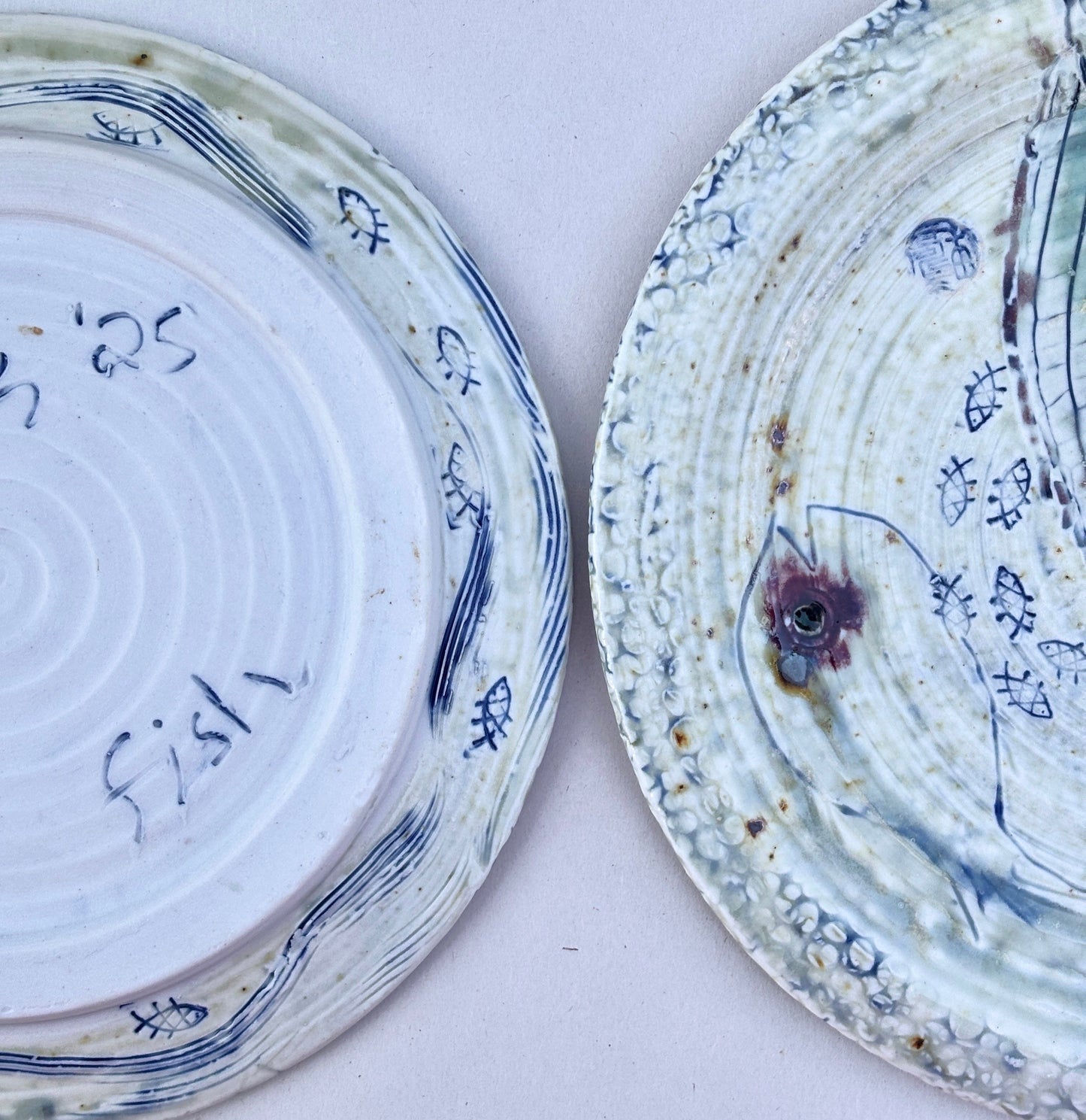 "Leaf-Fish " Porcelain Dinner Plates - 9.25" Juls Inventory
