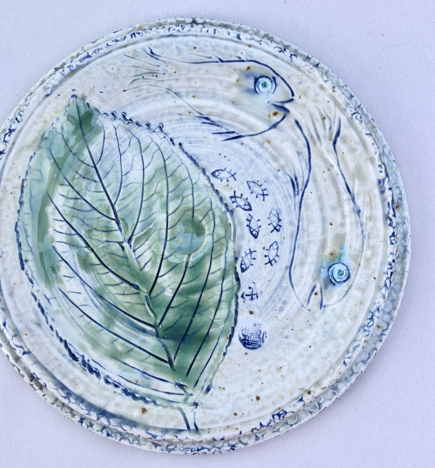 "Leaf-Fish " Porcelain Dinner Plates - 9.25" Juls Inventory