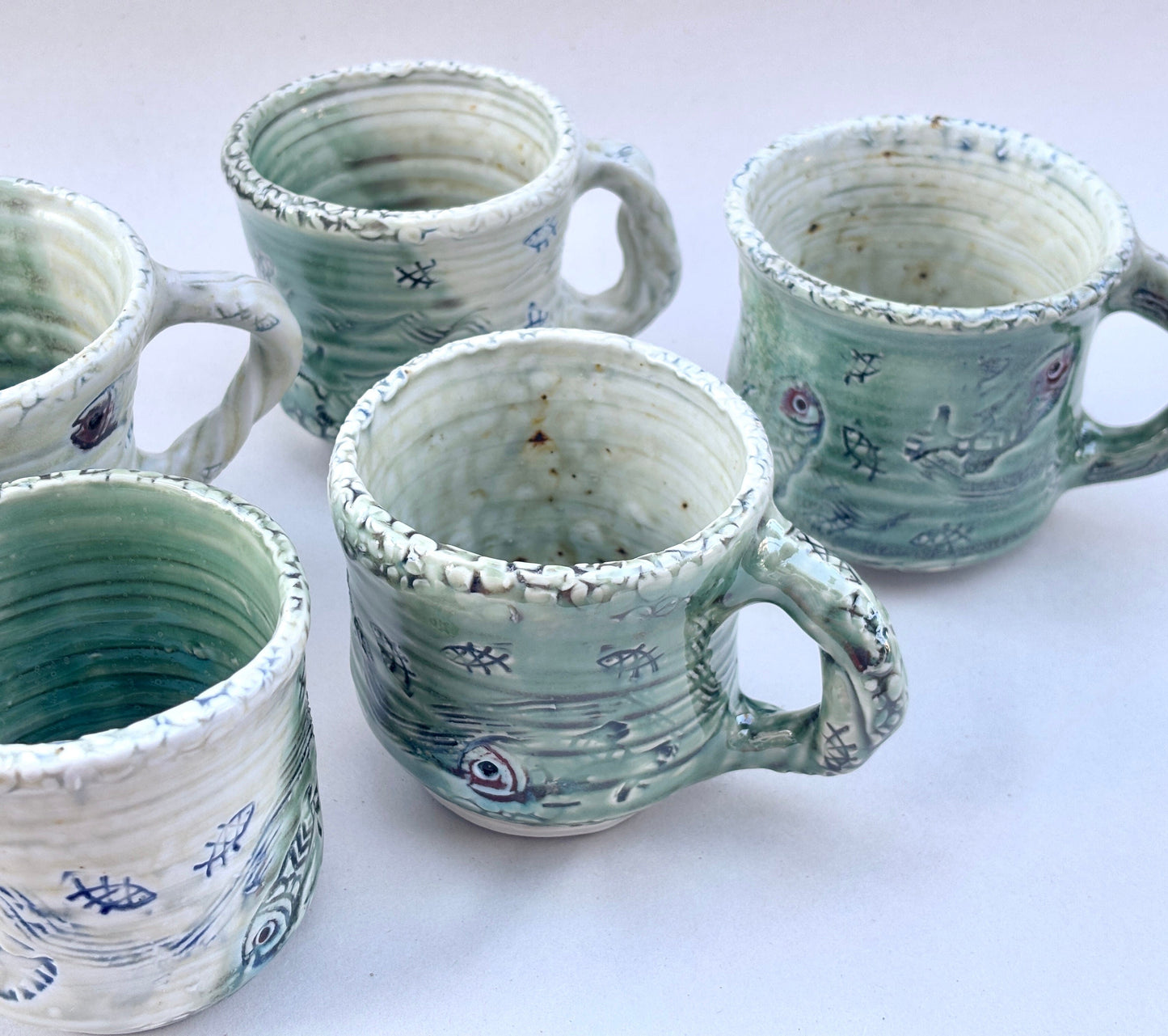 "Leaping Fish " Porcelain Mugs Juls Inventory